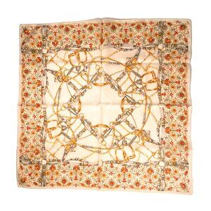 Celine Paris Vintage Cotton Scarf – Equestrian Floral Print